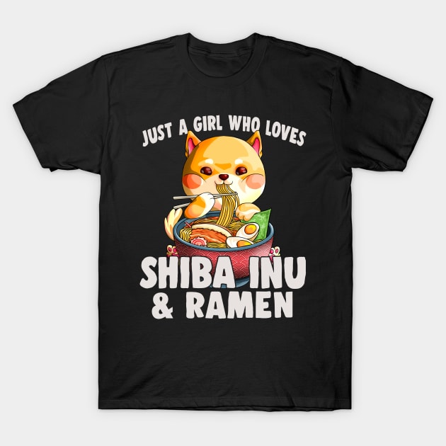 Just a Girl Who Loves Shiba Inu and Ramen Kawaii Shiba Noodles T-Shirt by Blink_Imprints10